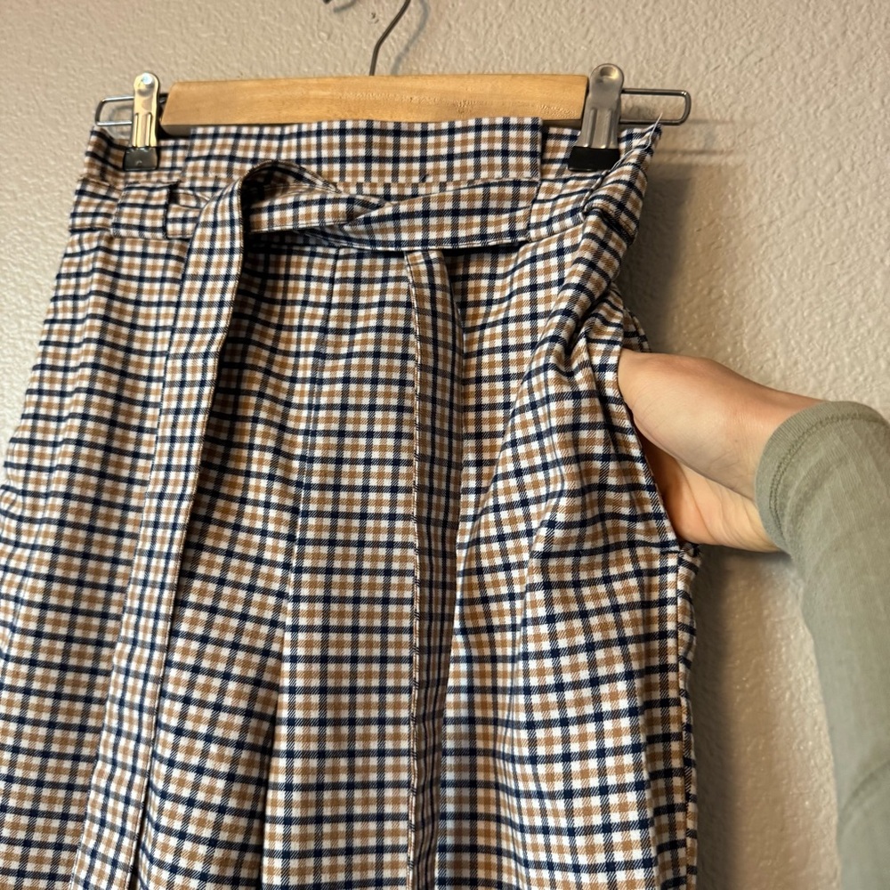 Divided H&M Pants Check Plaid High Rise Belted Preppy - Picture 4 of 9